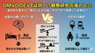 観察研究の落とし穴:適応による交絡を遠位中血管閉塞に対するEVTに関する臨床研究で学ぶ
